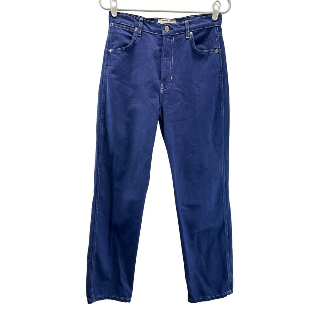 Reformation Straight Leg Jeans in Deep Blue